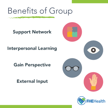 Benefits of group therapy infographic