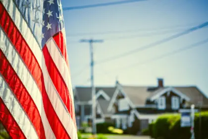 American flag flying outside a home in a South Florida neighborhood