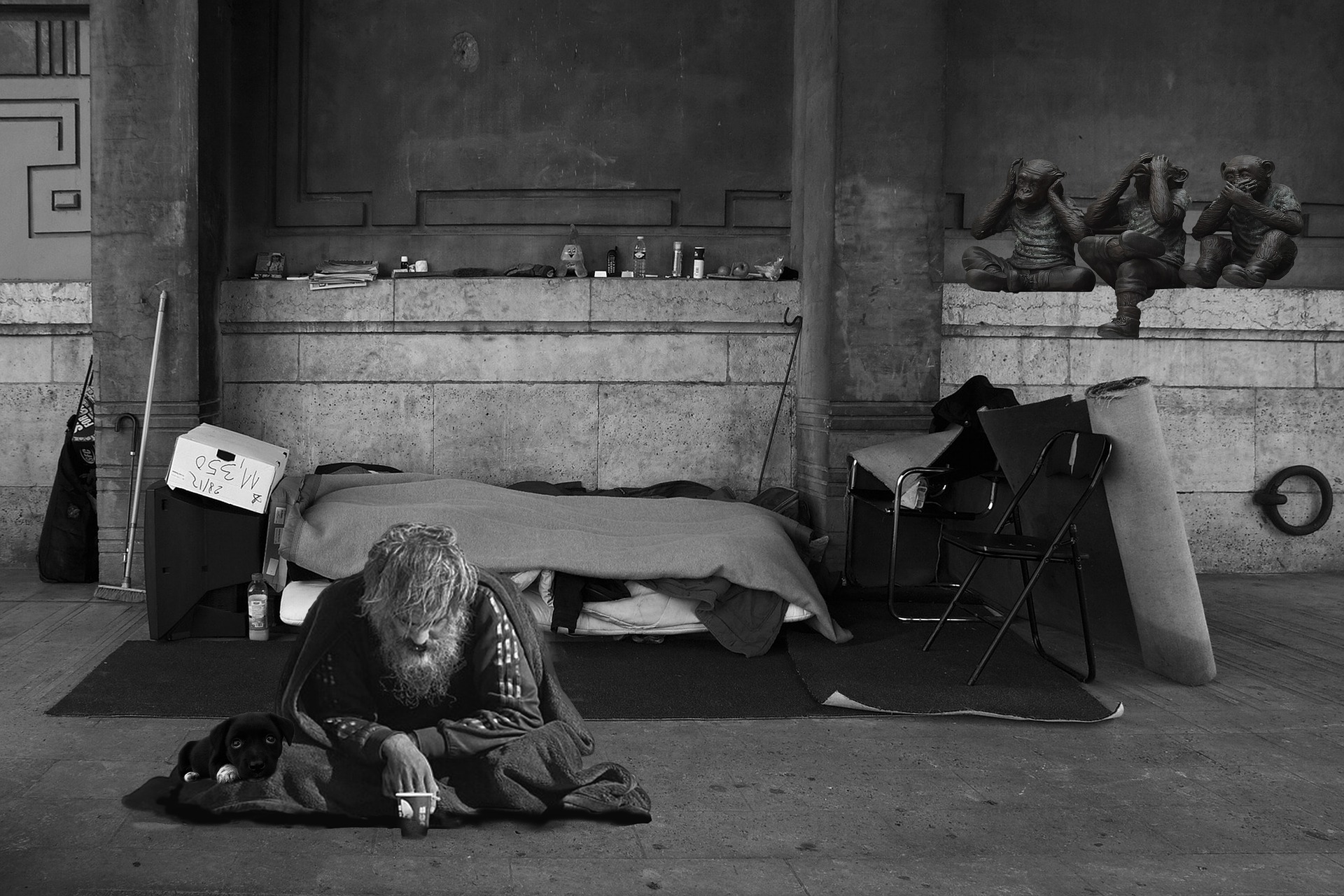 depressed homeless man