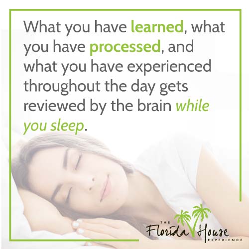 What you have learned, what you have processed and what you have experienced throughout the day gets reviewed by the brain while you sleep