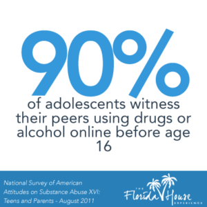 Most teens have seen peers using drugs on social media