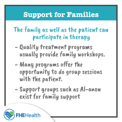 The family as well as the patient can participate in therapy, Quality treatment programs usually provide family workshops