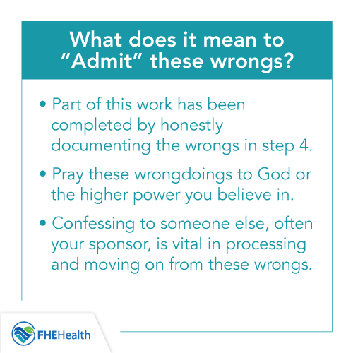 What does it meant o admit your wrongs in step 5