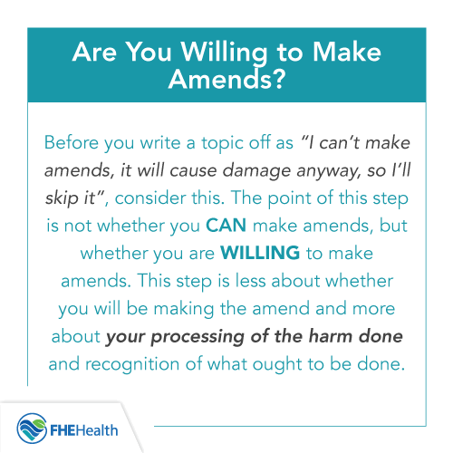 Step 8 A.A: Making a List for Amends  FHE Health  FHE Health