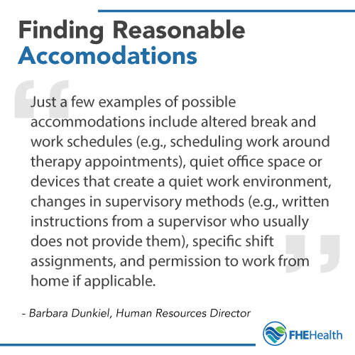 Find reasonable accomodations for employees with mental health issues