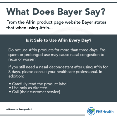 What does bayer say about addiction to afrin