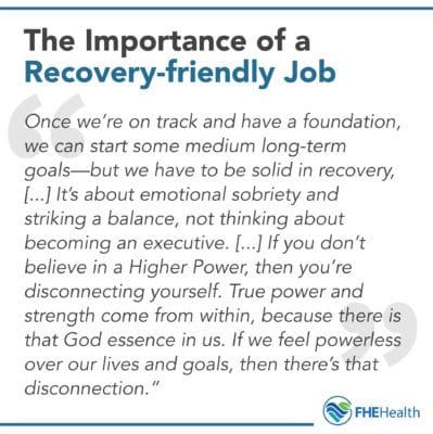 Importance of finding a recovery friendly job