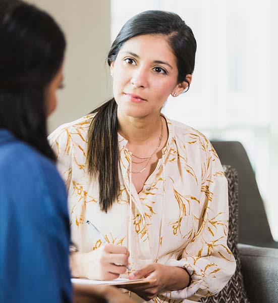 woman talking to patient