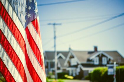 American flag flying outside a home in a South Florida neighborhood